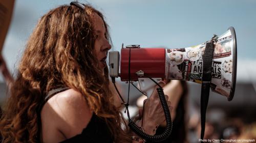 Woman with megaphone