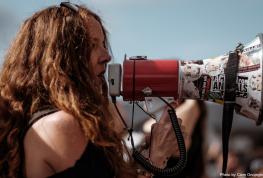 Woman with megaphone